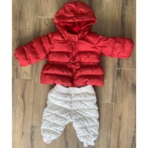 Infant Girl 6-12 Month Red Coat and Polka Dot Snow Pants
